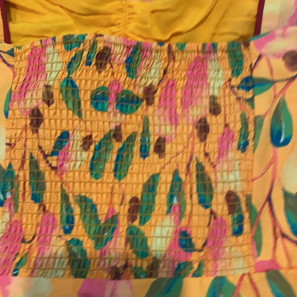 FARM Rio Yellow Floral Tiered Sundress with Pink & Green Accents - Picture 7 of 7